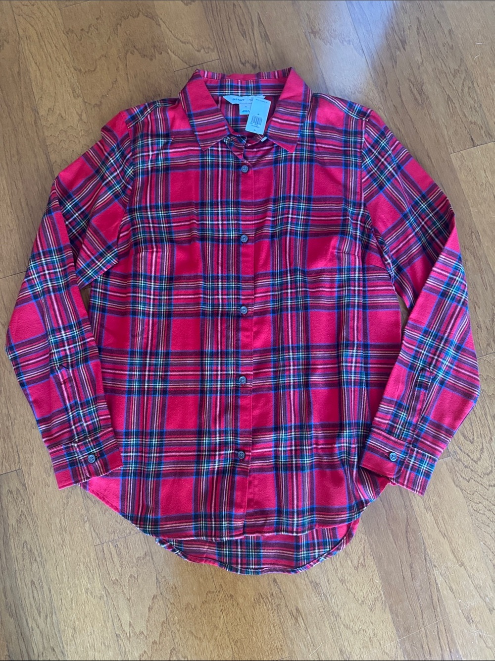 Old Navy Red Plaid Button-Down Shirt for Women